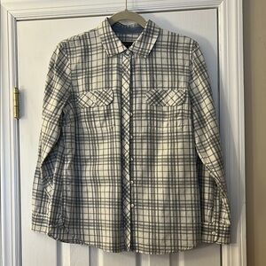Talbots Gray Plaid Button-Up Shirt size 10 P